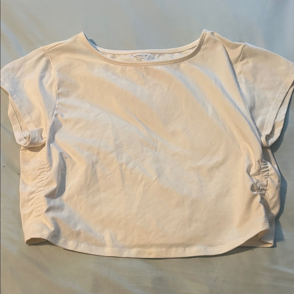 Old Navy Off-White Ruched Crop Top